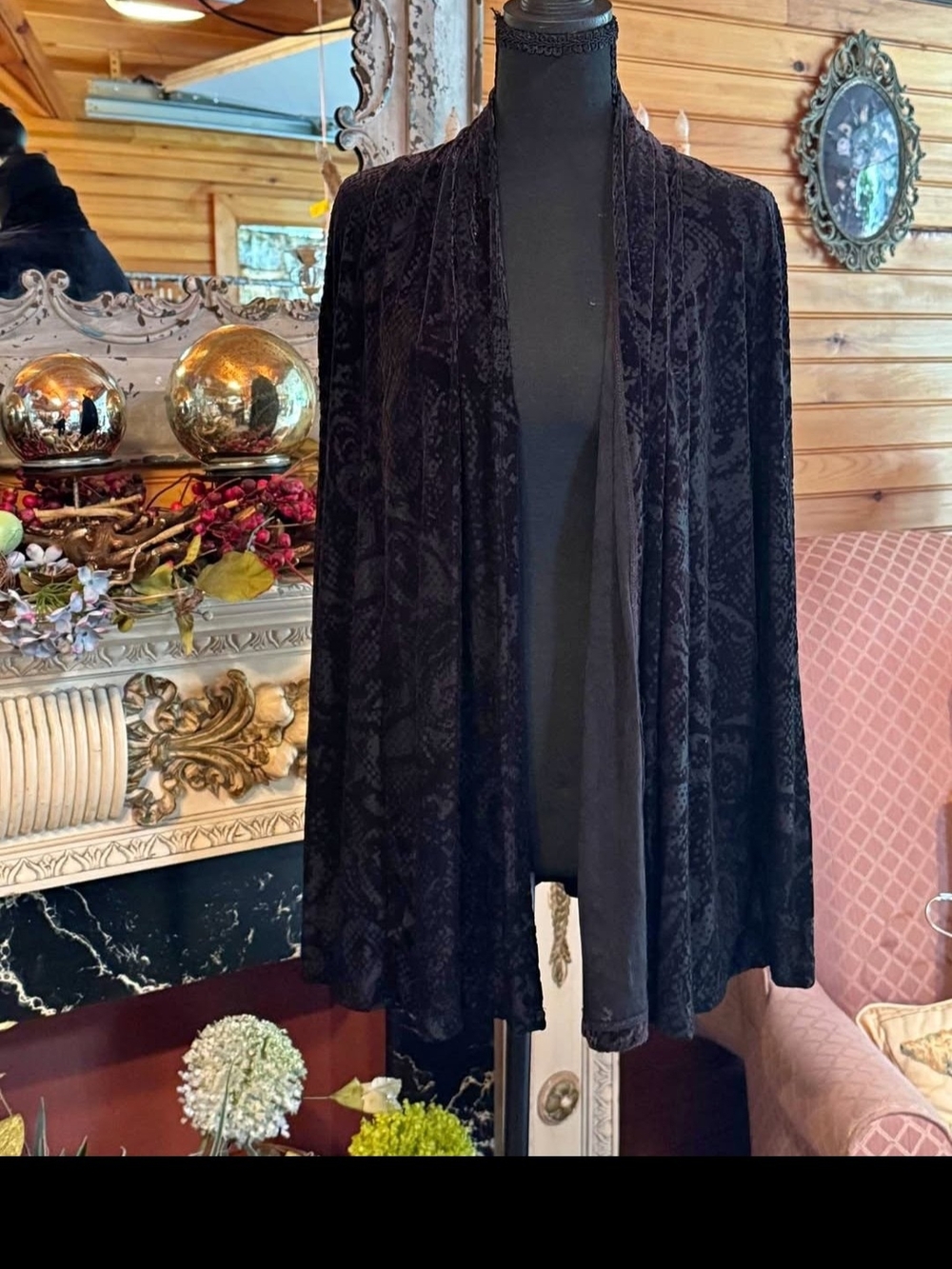 Women's Black Velvet Open-Front Jacket NWT RETAIL $99